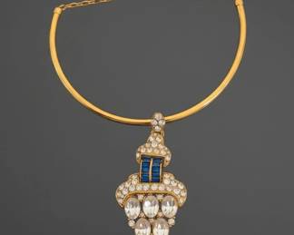 Kenneth Jay Lane Ornate Rhinestone and SapphireTone Necklace second image