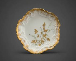 Elite Limoges Porcelain Plate with Gilded Fern Motif