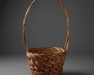 Vintage Woven Willow Gathering Basket with Swing Handle second image