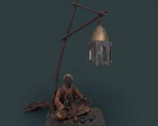 Franz Bergman Orientalist ColdPainted Bronze Figural Lamp
