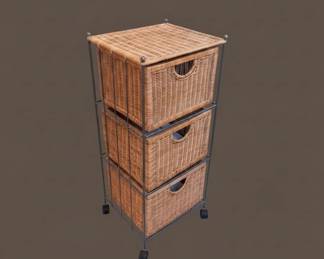 Drawer Wicker Storage Unit with Metal Frame