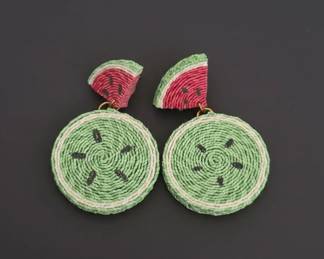 Watermelon Raffia Earrings second image