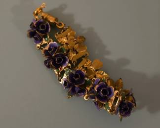 Vintage Enamel Violet Floral Link Bracelet second image