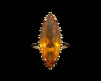 Vintage MarquiseCut Amber Glass Cocktail Ring