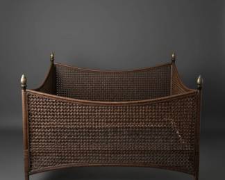 Vintage Rattan Daybed with Pineapple Finials