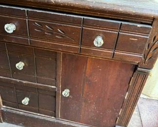 Rustic wood side bar cabinet
