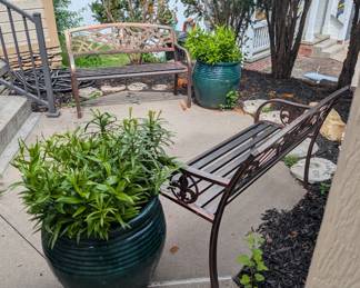 Outside Benches and Flower Pots