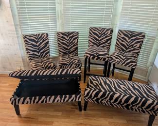 Zebra Ottoman's and Chair Set