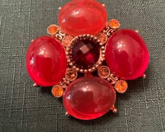 amber jelly bean cabochon pin
