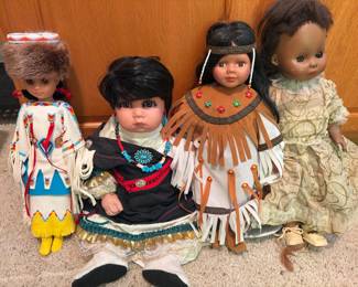 DOLLS DRESSED IN NATIVE AMAERICAN REGALLIA