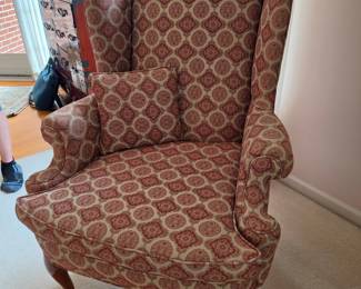 Queen Anne Style Paisley Wingback Armchair