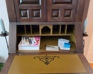Drexel Heritage Et Cetera Spanish/Mediterranean Style Secretary Desk with Side Candles