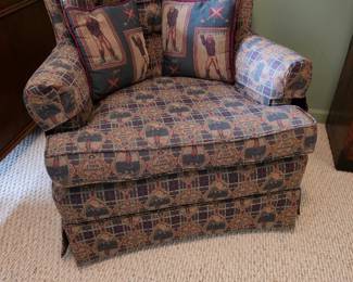 Golf-Themed Upholstered Swivel Armchair