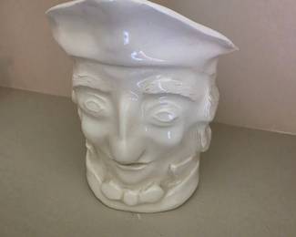 Vintage White Ceramic Character Pitcher - Possibly German or Austrian