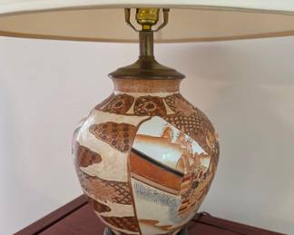 Vintage Japanese Satsuma-Style Table Lamp with Moriage Detail