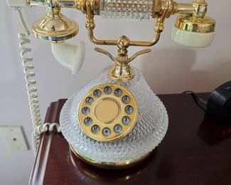 Vintage Godinger Crystal and Brass Decorative Telephone