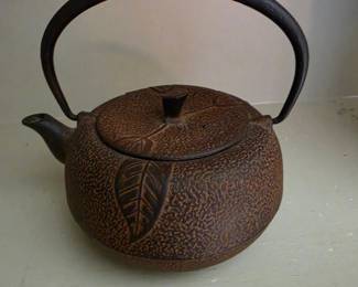 Japanese Cast Iron Teapot with Leaf Motif