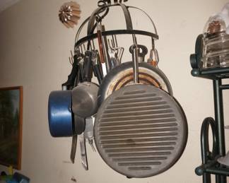 cookware and hanging shelf 
