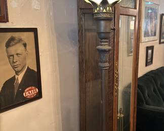 Antique torchiere lamp, Lindberg with Edgar County Fair sticker, 1927