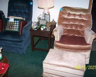 Rockers, end table, records