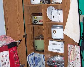 Large storage cabinet, crock pots