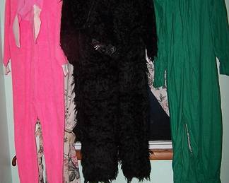 Homemade costumes (Christmas Story pink rabbit, gorilla and clown)