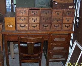 Old office desk, file drawers cabinet, etc...