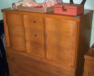 Matching high boy dresser, Infant of Prague doll