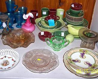 More colored glass and china