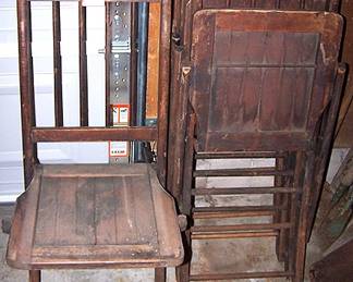 Old wood folding chairs