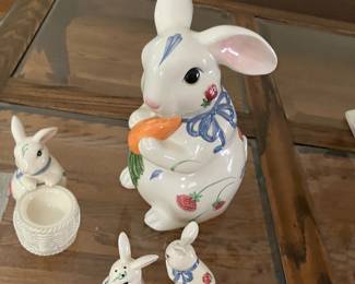 Rabbits. Poppies on Blue. Lenox