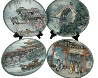 Jingdezhen Porcelain Collector Plates Lot of 4 Chinese Scenic Designs