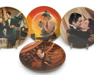 Vintage Gone With The Wind Collector Plates Set of 4 Scarlett Rhett Movie Scenes