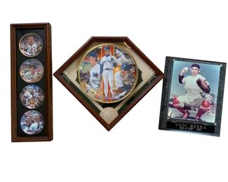Vintage Baseball Sports Memorabilia 3 Pc Framed Collection