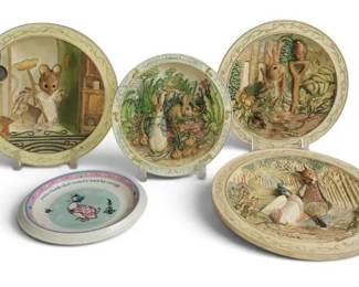 Vintage Beatrix Potter 3D Music Box Plates Set of 5 Peter Rabbit, Jemima PuddleDuck More