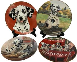 Vintage Dalmatian Collector Plates Set of 4 Dog, Puppy Budweiser Themed Decorative Plates