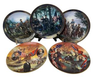 Civil War Collector Plates Lot of 5 Union Confederate Military History