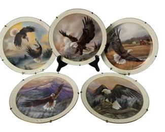 Vintage America the Beautiful Eagle Collector Plates Set of 5 Patriotic Wildlife Wall Decor