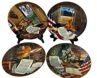 Vintage Patriotic America Music Plates Lot of 4 Collector Decor