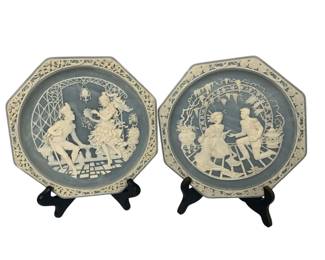2 Grand Opera Carmen Plates Franklin Mint Blue Jasperware