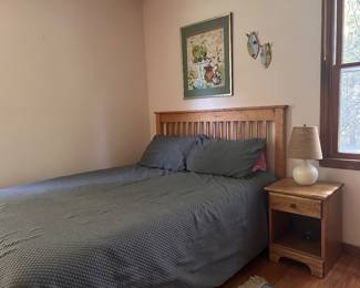 Oak head board & night stand