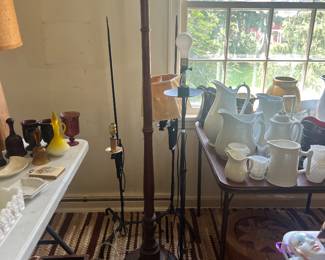 Cast iron and turned lamps