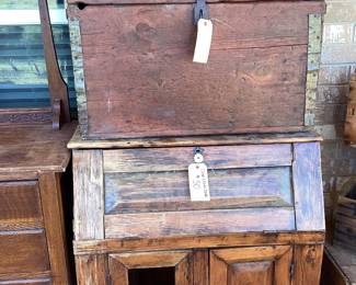 Desk $50. Storage chest $75