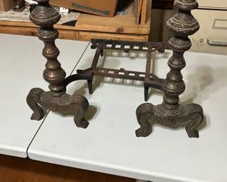 Antique bronze andirons