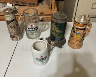 Some of the beer stein collection 