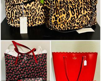 Huge collection of Kate Spade purses and matching wallets. 