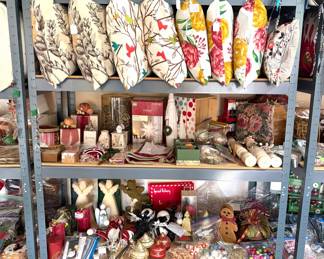 Outdoor and indoor decorative pillows, holiday decor and candles. 