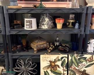 Botanical home decor, wall shelves, lamp shades and figurines