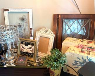 Decorative storage boxes, lamps, frames and stained glass.