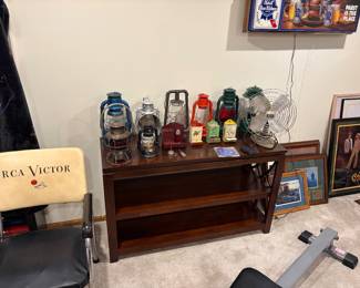 Chair, lanterns, Pabst blue ribbon sign